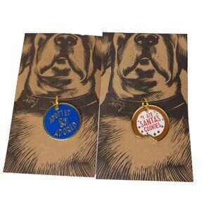 PBK Pet Collar Charms Adopted & Adored I Ate Santas Cookies Metal & Enamel